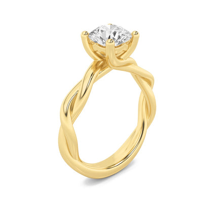 3CTW Round Shaped Lab Grown Diamond (F/VS) Twisted Shank Solitaire Engagement Ring in 14K Gold