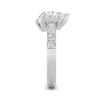 3CTW Round Shaped Lab Grown Diamond (F/VS) Toi et Moi Engagement Ring in 14K Gold