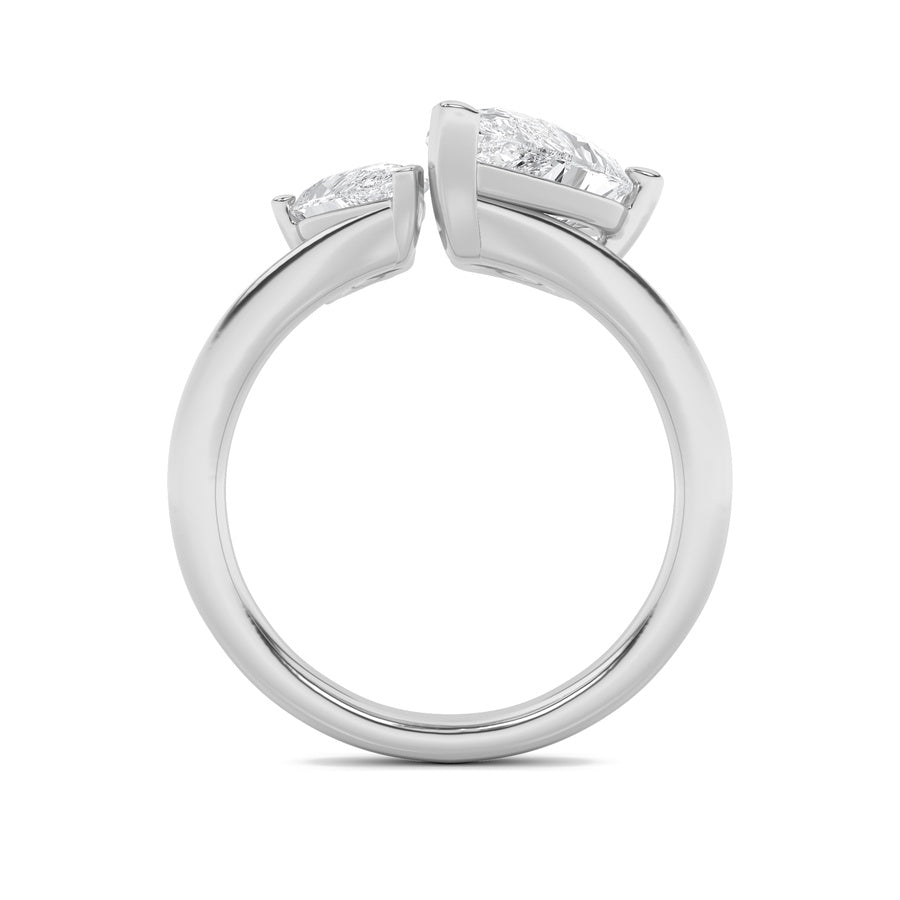 3CTW Pear Shaped Lab Grown Diamond (F/VS) Toi et Moi Engagement Ring in 14K Gold