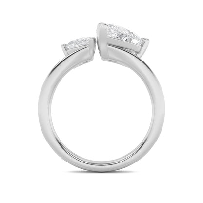 3CTW Pear Shaped Lab Grown Diamond (F/VS) Toi et Moi Engagement Ring in 14K Gold