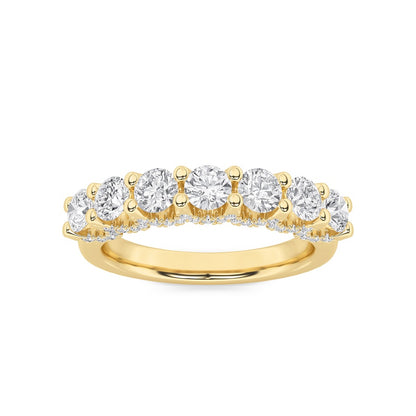 1CTW Round Shaped Lab Grown Diamond (F/VS) Accented Double Halo Set of Band and  Ring in 14K Gold