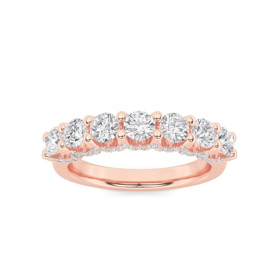 1CTW Round Shaped Lab Grown Diamond (F/VS) Accented Double Halo Set of Band and  Ring in 14K Gold