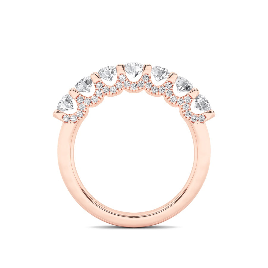 1CTW Round Shaped Lab Grown Diamond (F/VS) Accented Double Halo Set of Band and  Ring in 14K Gold