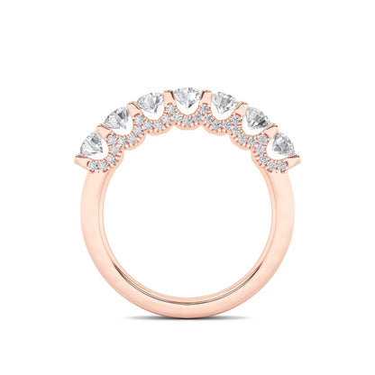 1CTW Round Shaped Lab Grown Diamond (F/VS) Accented Double Halo Set of Band and  Ring in 14K Gold