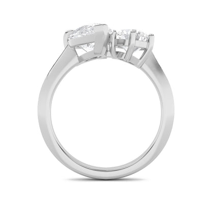 3CTW Pear Shaped Lab Grown Diamond (F/VS) Toi et Moi Engagement Ring in 14K Gold