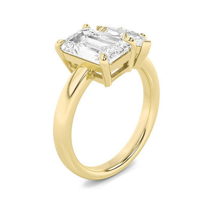 3CTW Emerald Shaped Lab Grown Diamond (F/VS) Toi et Moi Engagement Ring in 14K Gold