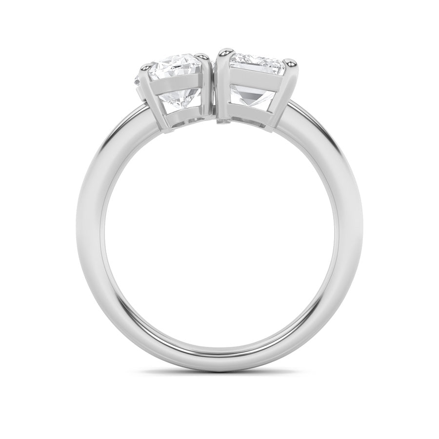 3CTW Emerald Shaped Lab Grown Diamond (F/VS) Toi et Moi Engagement Ring in 14K Gold