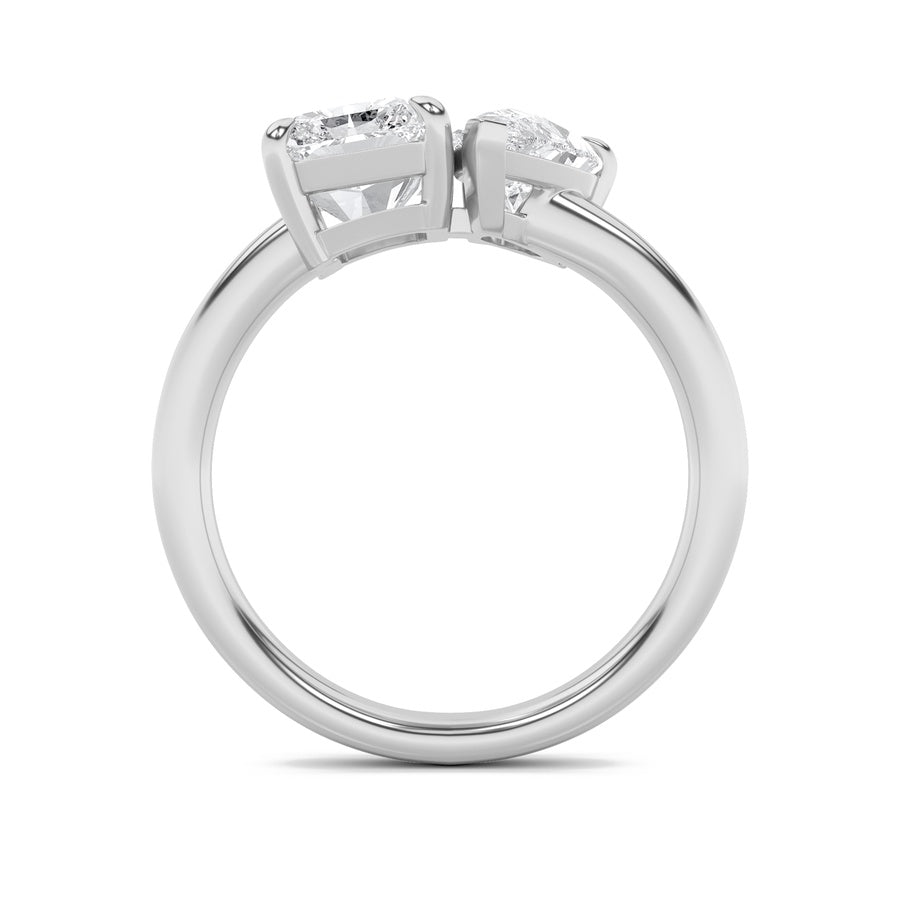 3CTW Radiant Shaped Lab Grown Diamond (F/VS) Toi et Moi Fashiion Ring in 14K Gold
