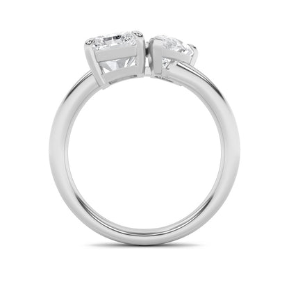 3CTW Radiant Shaped Lab Grown Diamond (F/VS) Toi et Moi Fashiion Ring in 14K Gold