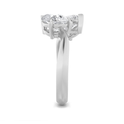 3CTW Pear Shaped Lab Grown Diamond (G/VS) Toi et Moi Engagement Ring in 14K Gold