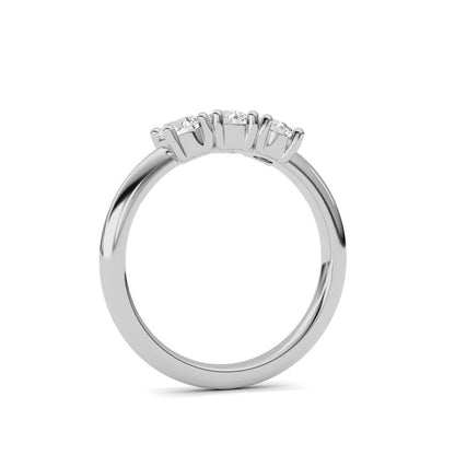 0.75CTW Round Shaped Lab Grown Diamond (F/VS) Three Stone Band Ring in 14K Gold