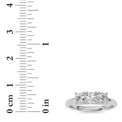 0.75CTW Round Shaped Lab Grown Diamond (F/VS) Three Stone Band Ring in 14K Gold