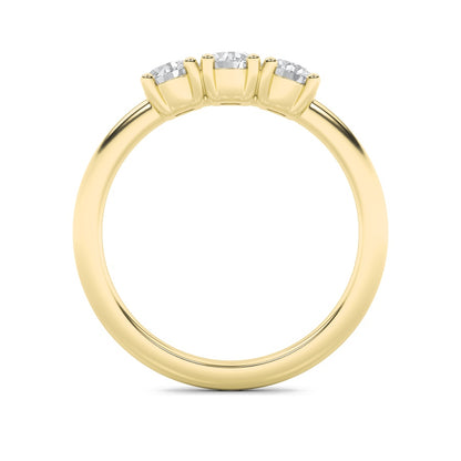 0.75CTW Round Shaped Lab Grown Diamond (F/VS) Three Stone Band Ring in 14K Gold