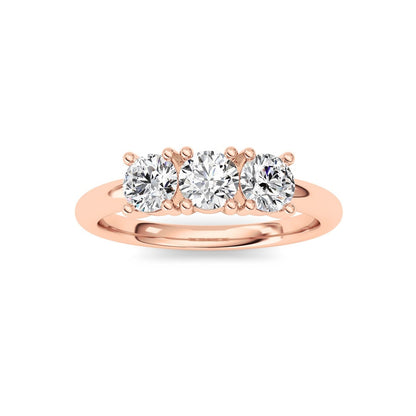 0.75CTW Round Shaped Lab Grown Diamond (F/VS) Three Stone Band Ring in 14K Gold