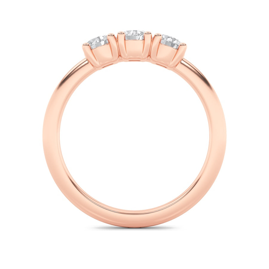0.75CTW Round Shaped Lab Grown Diamond (F/VS) Three Stone Band Ring in 14K Gold