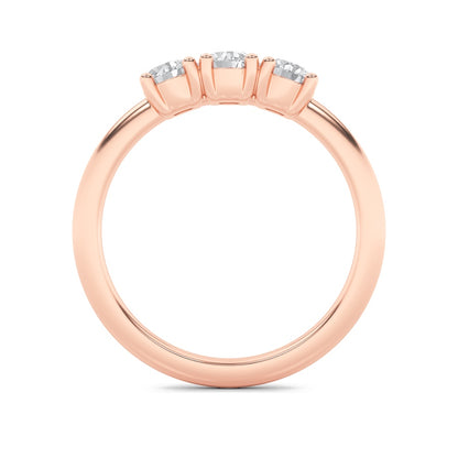 0.75CTW Round Shaped Lab Grown Diamond (F/VS) Three Stone Band Ring in 14K Gold