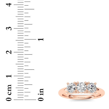 0.75CTW Round Shaped Lab Grown Diamond (F/VS) Three Stone Band Ring in 14K Gold