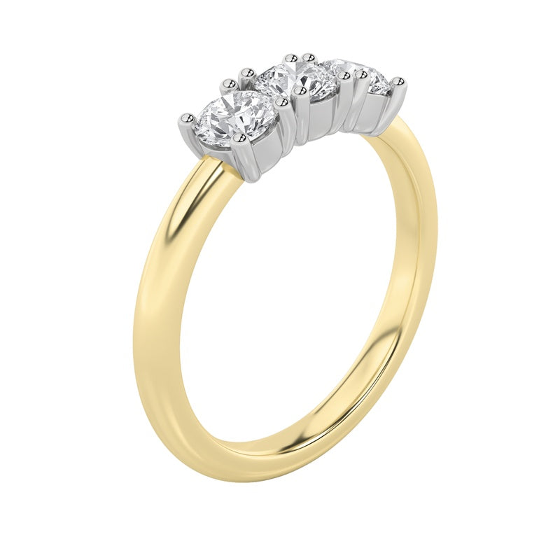 2CTW Round Shaped Lab Grown Diamond (F/VS) Three Stone Band Ring in 14K Gold