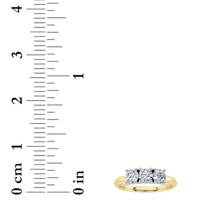 2CTW Round Shaped Lab Grown Diamond (F/VS) Three Stone Band Ring in 14K Gold