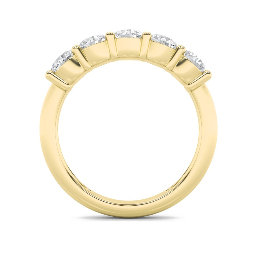 1.5CTW Round Shaped Lab Grown Diamond (F/VS) Five Stone Band Ring in 14K Gold