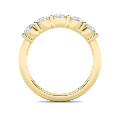 1.5CTW Round Shaped Lab Grown Diamond (F/VS) Five Stone Band Ring in 14K Gold