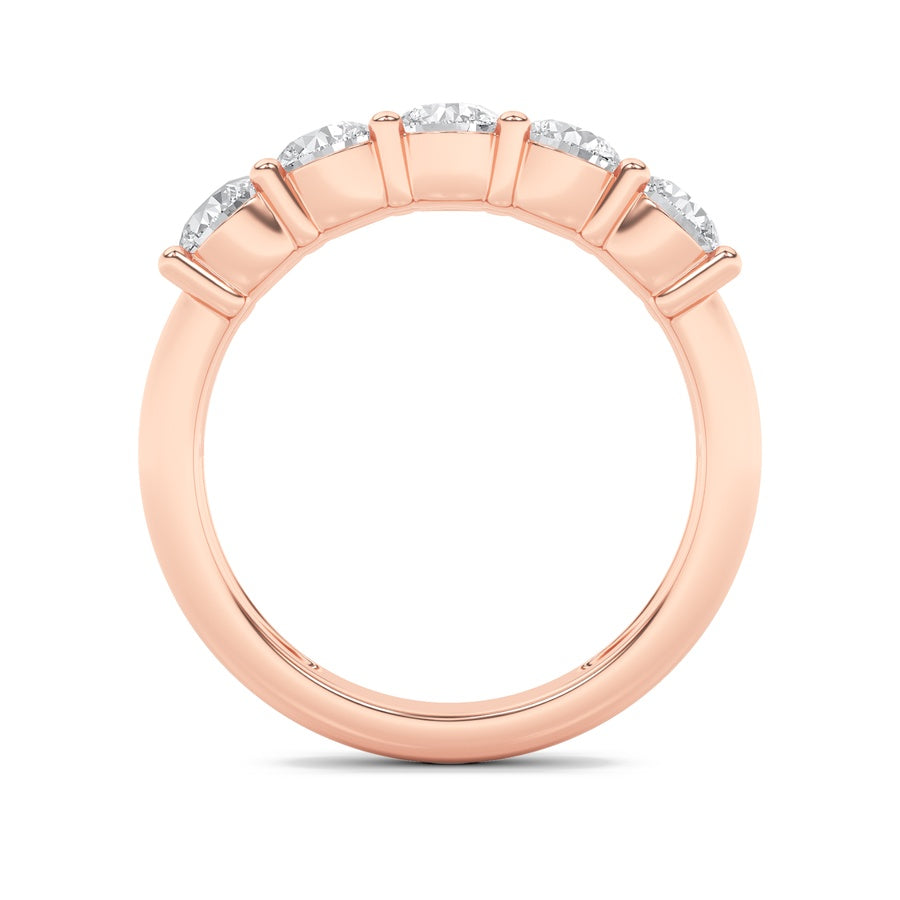 1.5CTW Round Shaped Lab Grown Diamond (F/VS) Five Stone Band Ring in 14K Gold