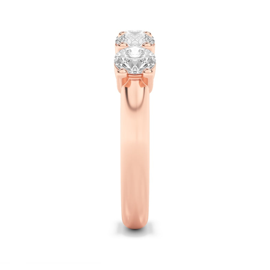 1.5CTW Round Shaped Lab Grown Diamond (F/VS) Five Stone Band Ring in 14K Gold