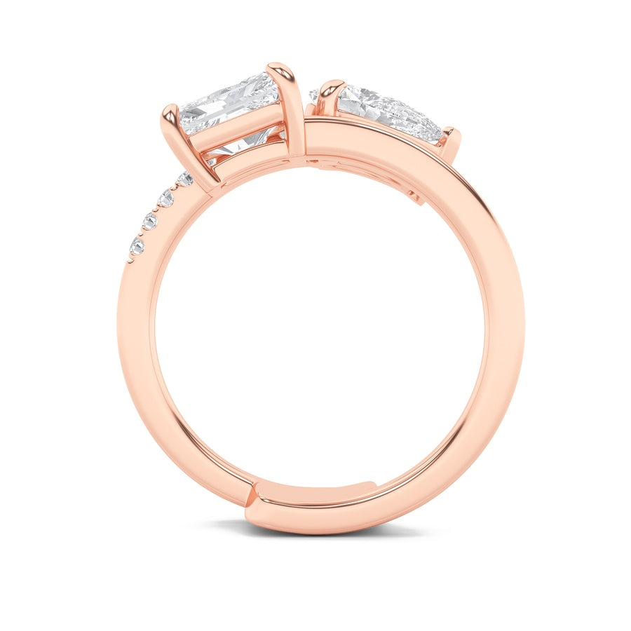 1.5CTW Pear Shaped Lab Grown Diamond (F/VS) Toi et Moi Fashion Ring in 14K Gold