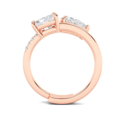 1.5CTW Pear Shaped Lab Grown Diamond (F/VS) Toi et Moi Fashion Ring in 14K Gold