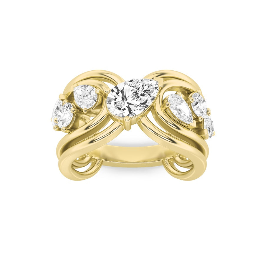 2CTW Pear Shaped Lab Grown Diamond (F/VS) Seven Stone Fashion Ring in 14K Gold