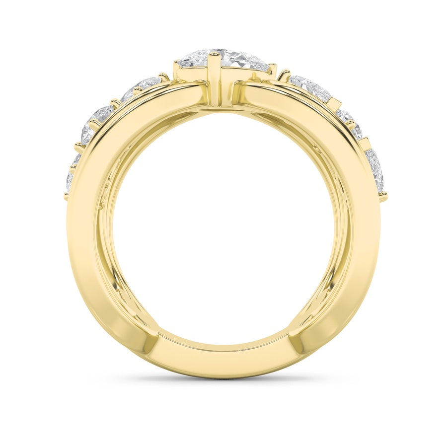 2CTW Pear Shaped Lab Grown Diamond (F/VS) Seven Stone Fashion Ring in 14K Gold