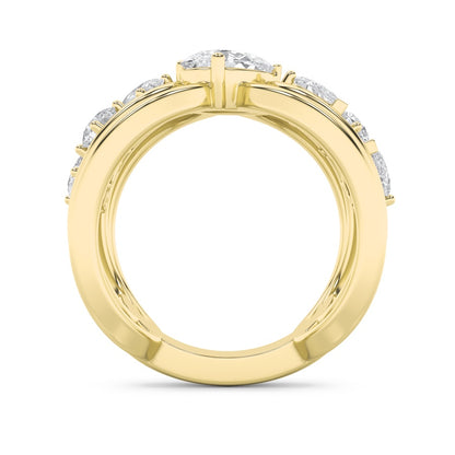 2CTW Pear Shaped Lab Grown Diamond (F/VS) Seven Stone Fashion Ring in 14K Gold