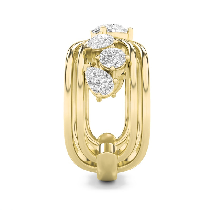 2CTW Pear Shaped Lab Grown Diamond (F/VS) Seven Stone Fashion Ring in 14K Gold