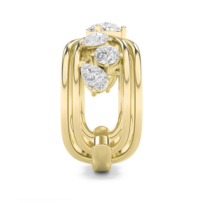 2CTW Pear Shaped Lab Grown Diamond (F/VS) Seven Stone Fashion Ring in 14K Gold
