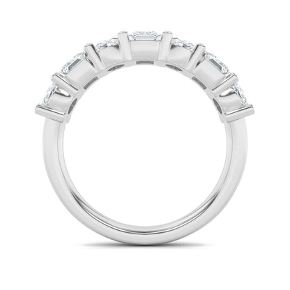 3CTW Emerald Shaped Lab Grown Diamond (F/VS) Seven Stone Band Ring in 14K Gold