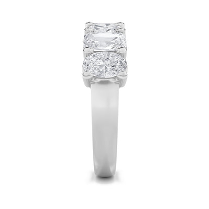 3CTW Emerald Shaped Lab Grown Diamond (F/VS) Seven Stone Band Ring in 14K Gold