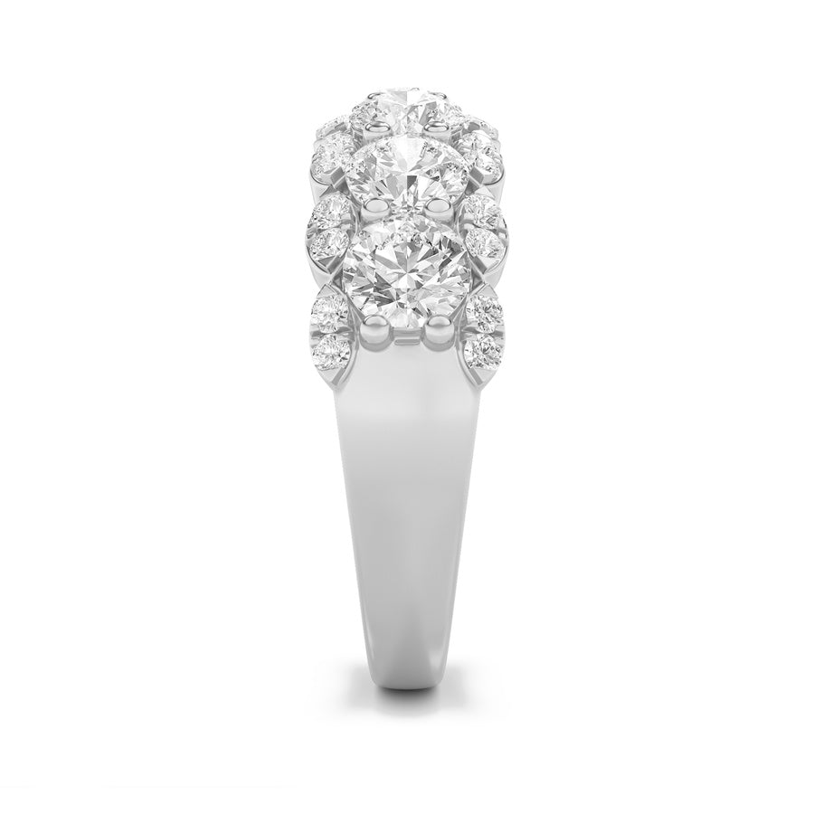 2CTW Round Shaped Lab Grown Diamond (F/VS) Multi Stone Band Ring in 14K Gold