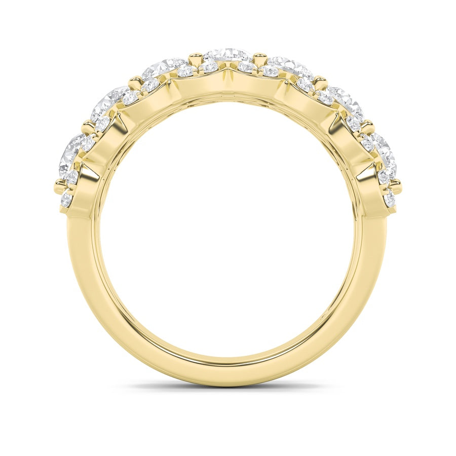 2CTW Round Shaped Lab Grown Diamond (F/VS) Multi Stone Band Ring in 14K Gold