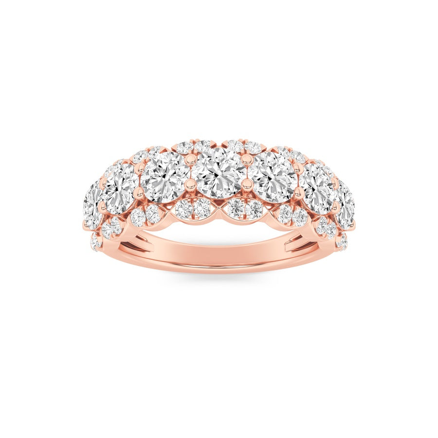 2CTW Round Shaped Lab Grown Diamond (F/VS) Multi Stone Band Ring in 14K Gold