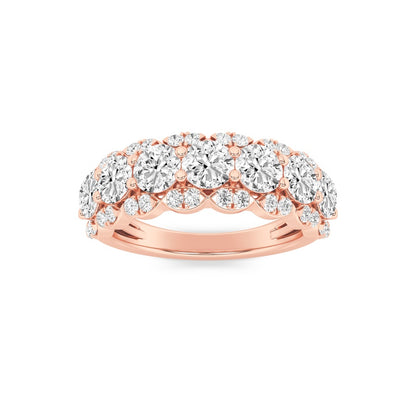 2CTW Round Shaped Lab Grown Diamond (F/VS) Multi Stone Band Ring in 14K Gold