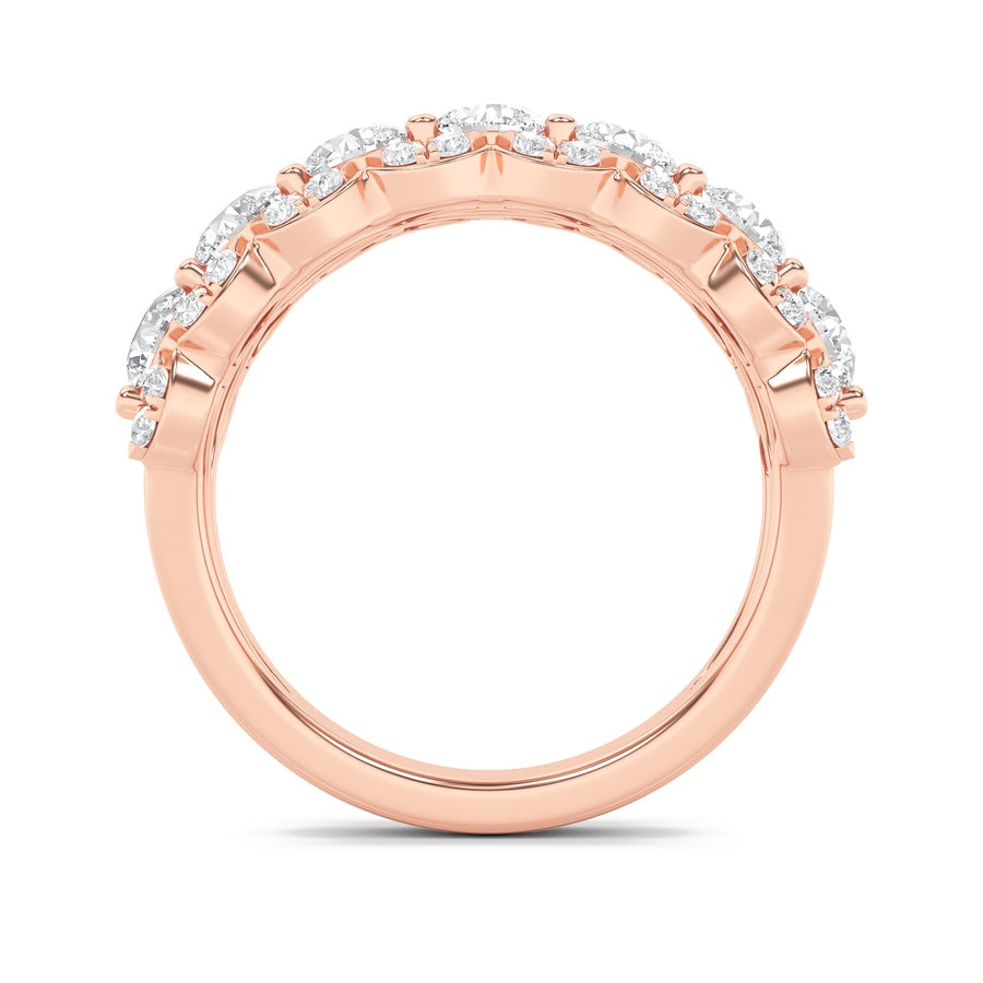 2CTW Round Shaped Lab Grown Diamond (F/VS) Multi Stone Band Ring in 14K Gold