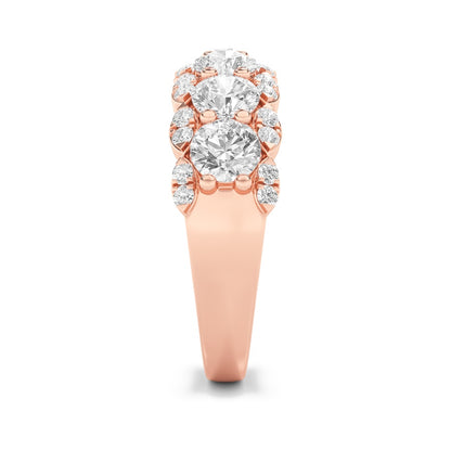 2CTW Round Shaped Lab Grown Diamond (F/VS) Multi Stone Band Ring in 14K Gold