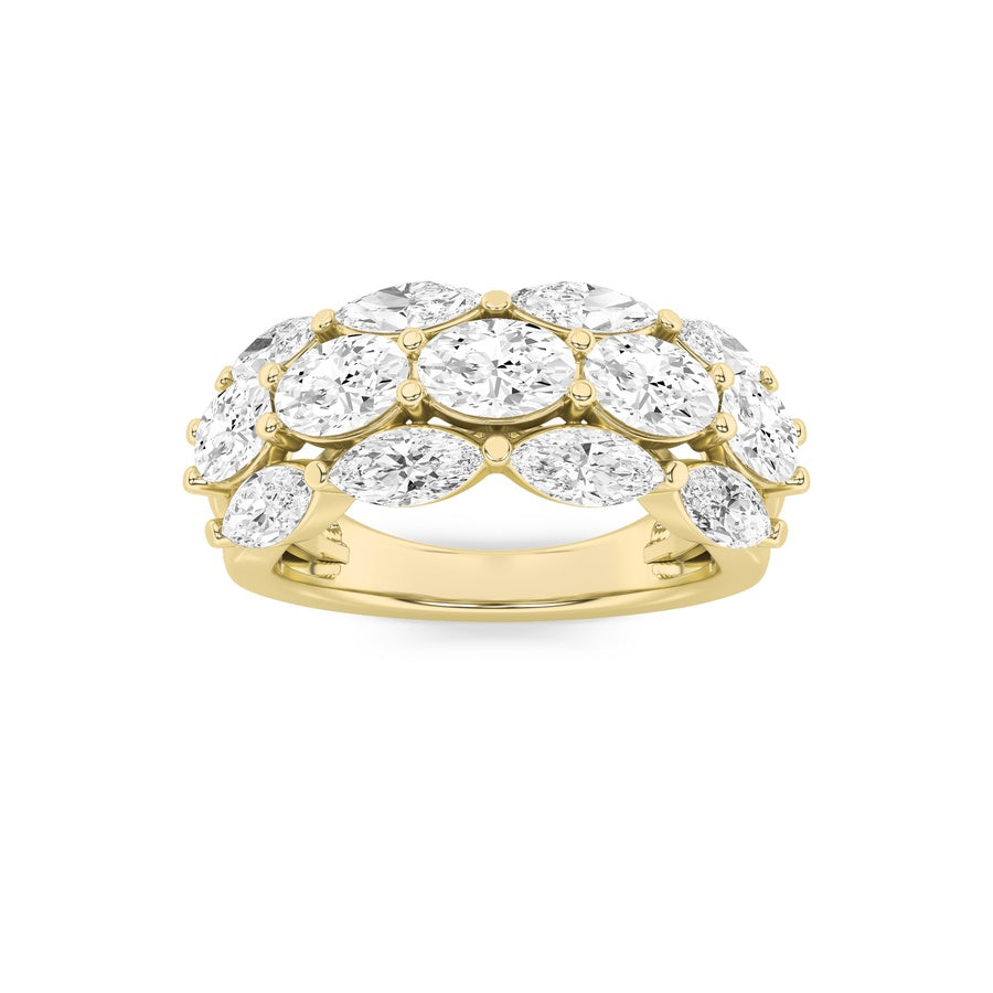 3CTW Oval Shaped Lab Grown Diamond (F/VS) Multi Stone Band Ring in 14K Gold