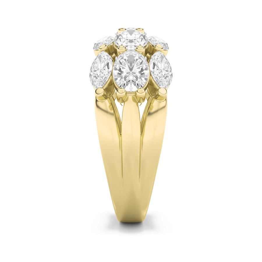 3CTW Oval Shaped Lab Grown Diamond (F/VS) Multi Stone Band Ring in 14K Gold