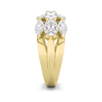 3CTW Oval Shaped Lab Grown Diamond (F/VS) Multi Stone Band Ring in 14K Gold