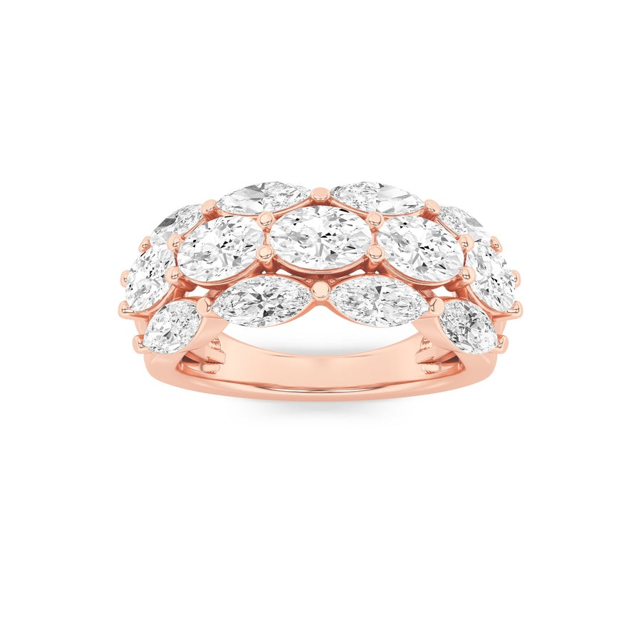 3CTW Oval Shaped Lab Grown Diamond (F/VS) Multi Stone Band Ring in 14K Gold
