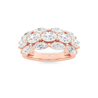 3CTW Oval Shaped Lab Grown Diamond (F/VS) Multi Stone Band Ring in 14K Gold