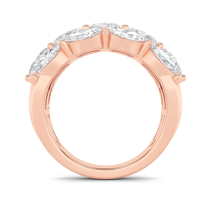 3CTW Oval Shaped Lab Grown Diamond (F/VS) Multi Stone Band Ring in 14K Gold