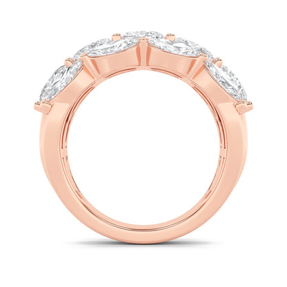 3CTW Oval Shaped Lab Grown Diamond (F/VS) Multi Stone Band Ring in 14K Gold