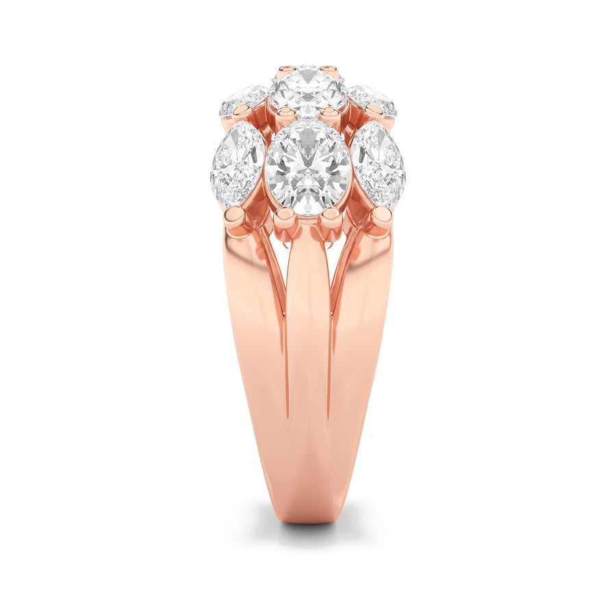 3CTW Oval Shaped Lab Grown Diamond (F/VS) Multi Stone Band Ring in 14K Gold